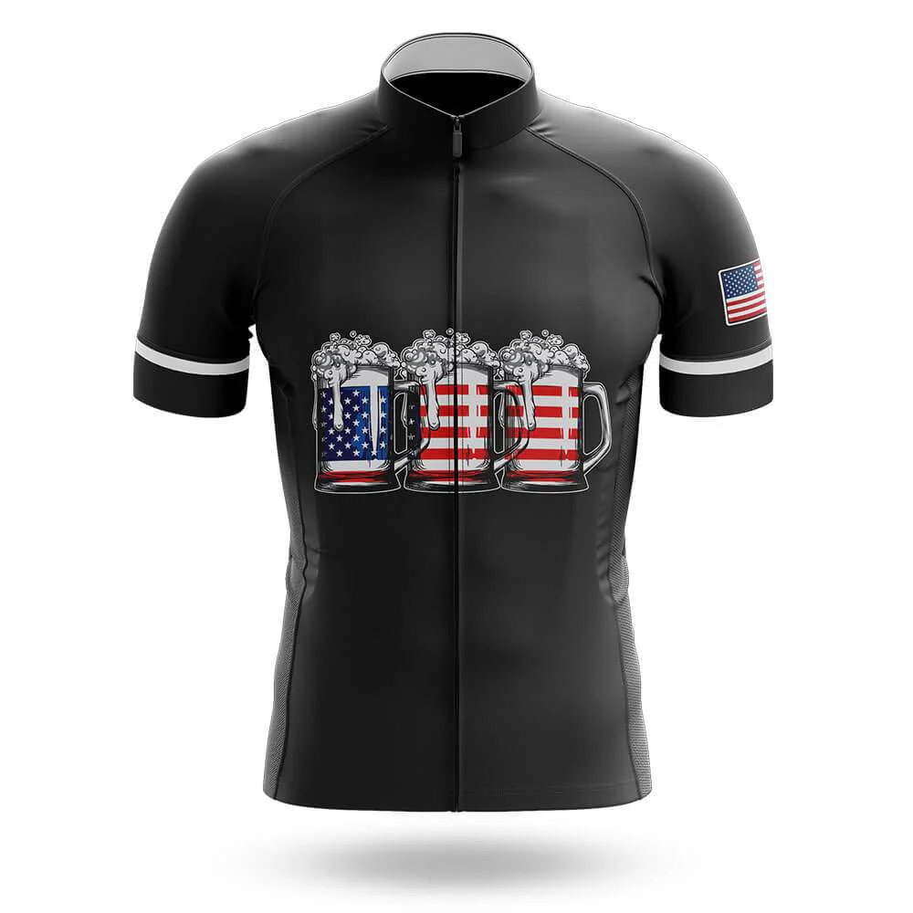 Beer American Flag Men's Short Sleeve Cycling Kit - Image 3