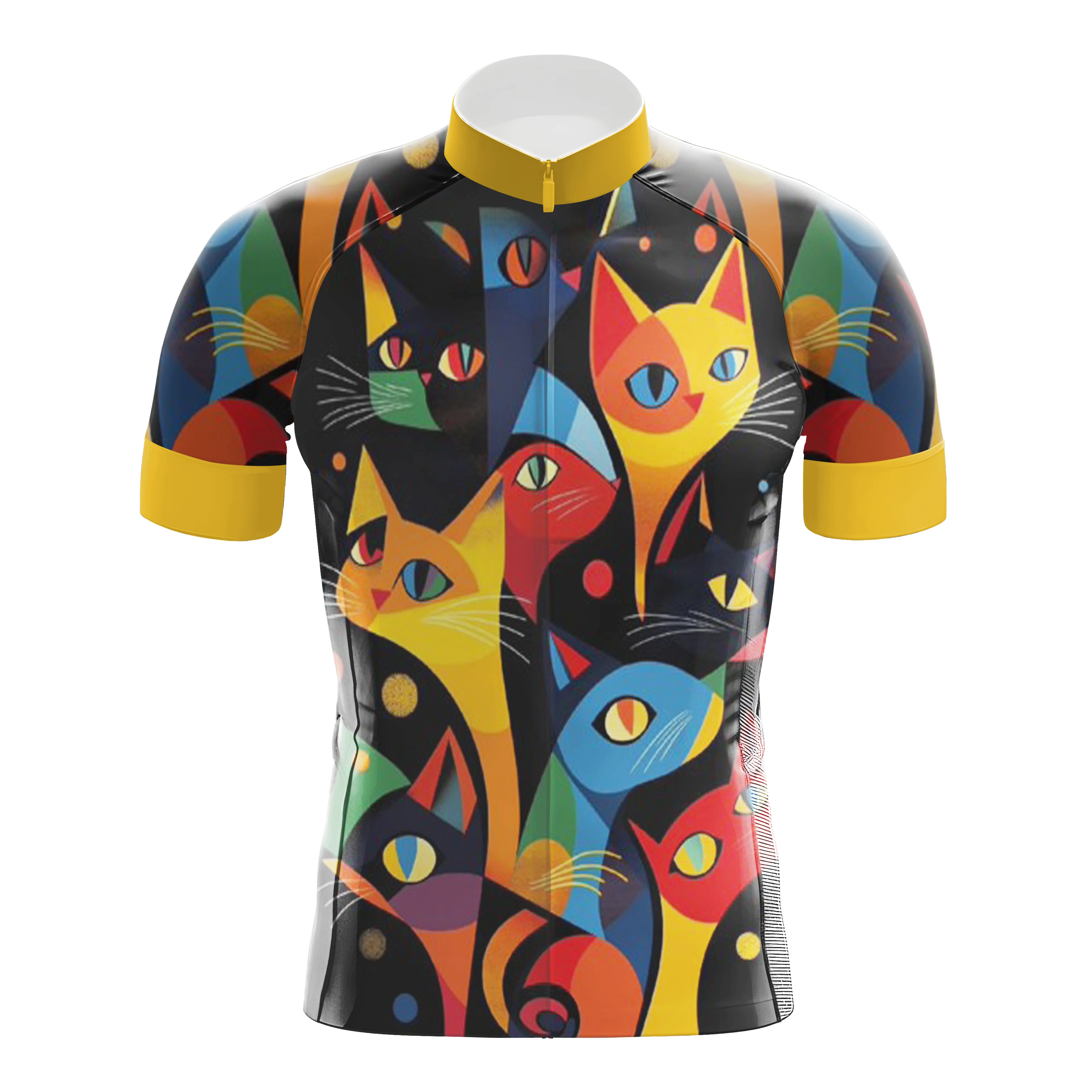 Colorful Geometric Cat Men's Cycling Kit - Image 3