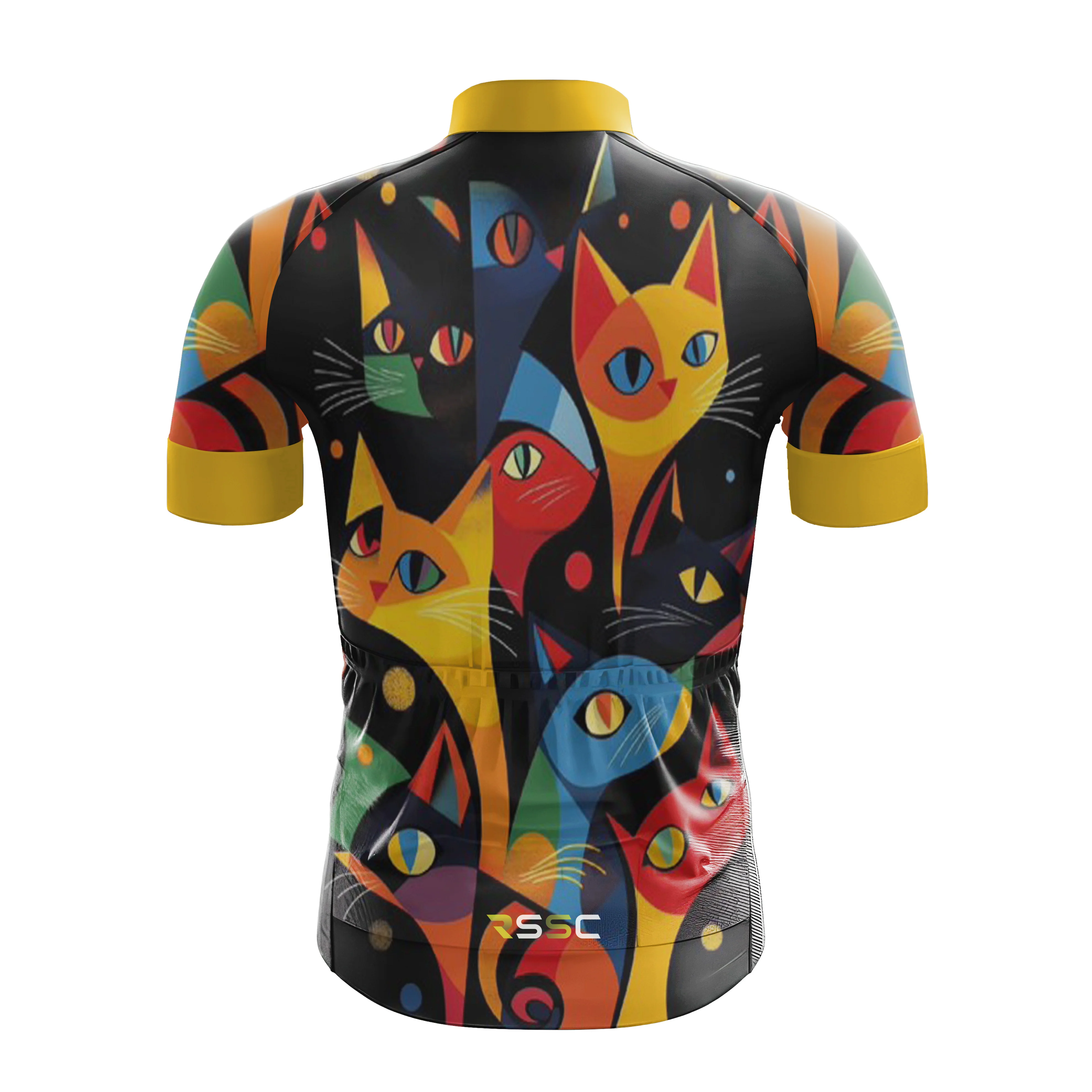 Colorful Geometric Cat Men's Cycling Kit - Image 4