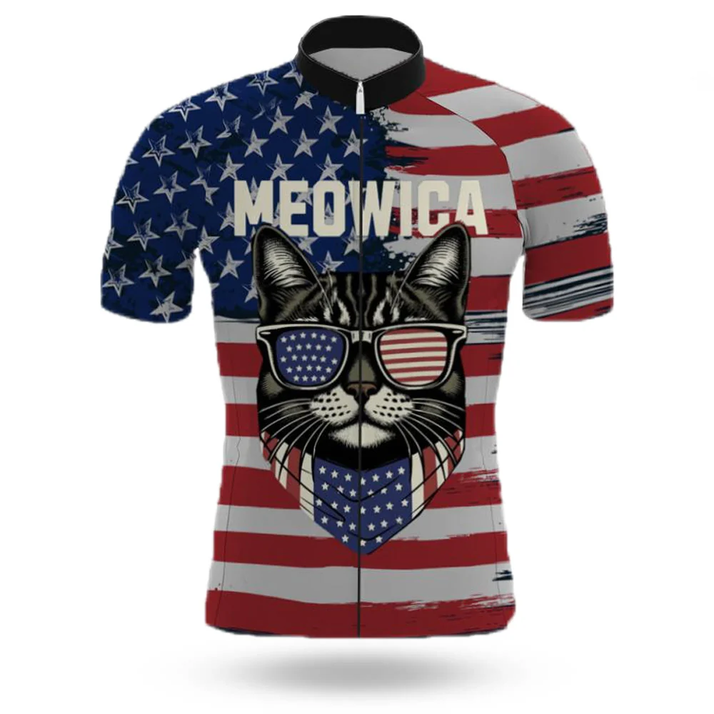 Meowica American Flag Men's Cycling Jersey Kits - Image 3