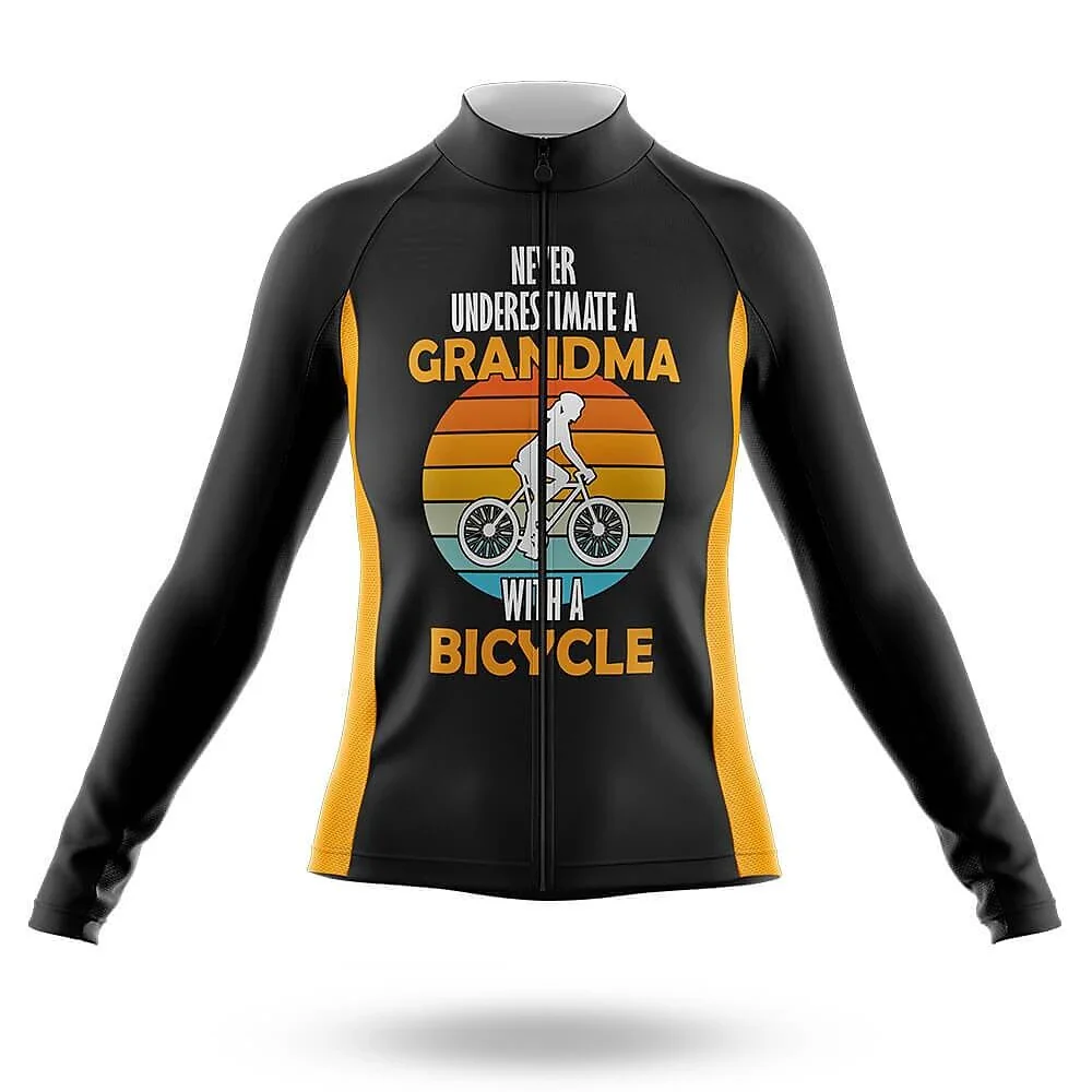 Never Underestimate A Grandma With A Bicyle Women's Long Sleeve Cycling Kit - Image 3