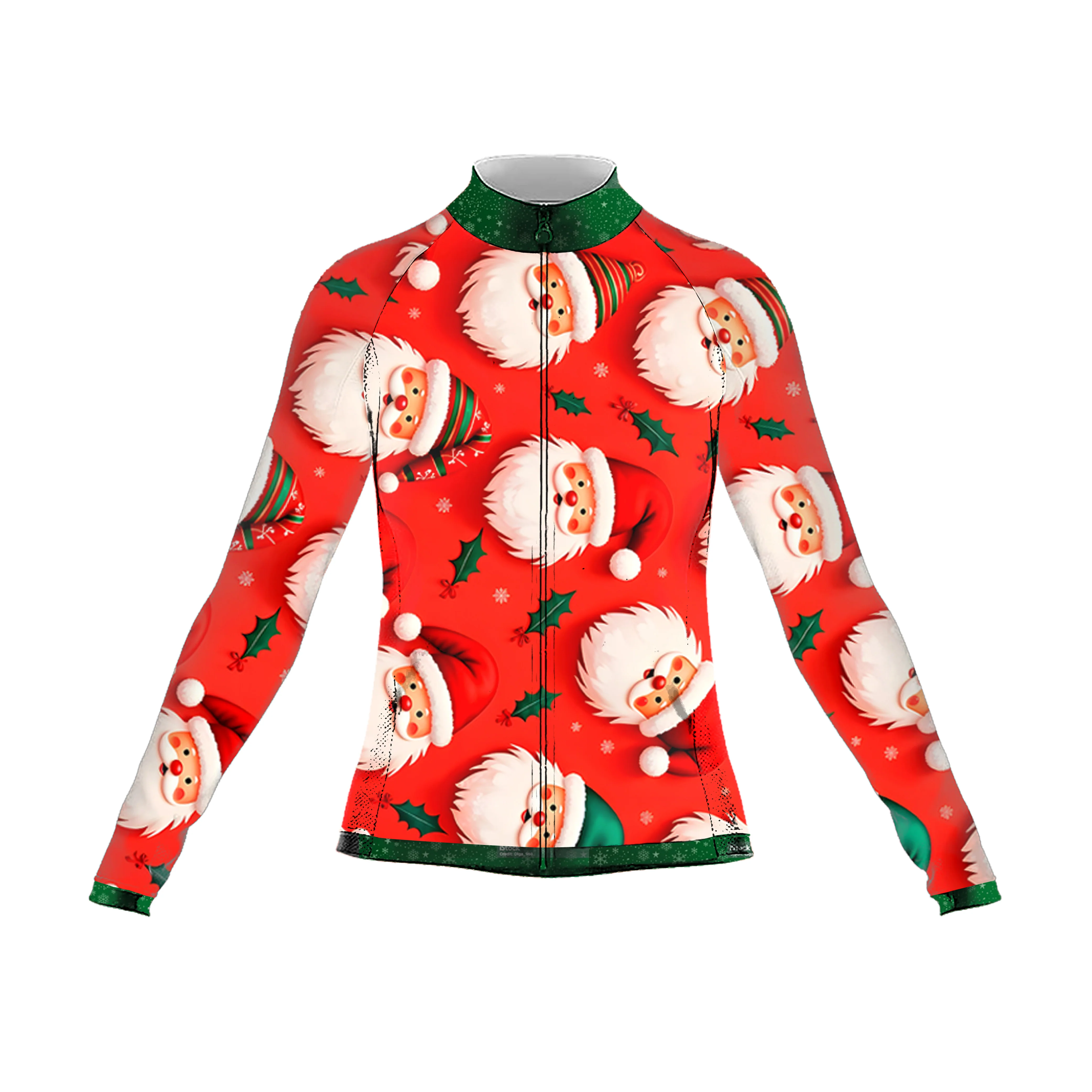 Santa Claus Women's Long Sleeve Cycling Kit - Image 3